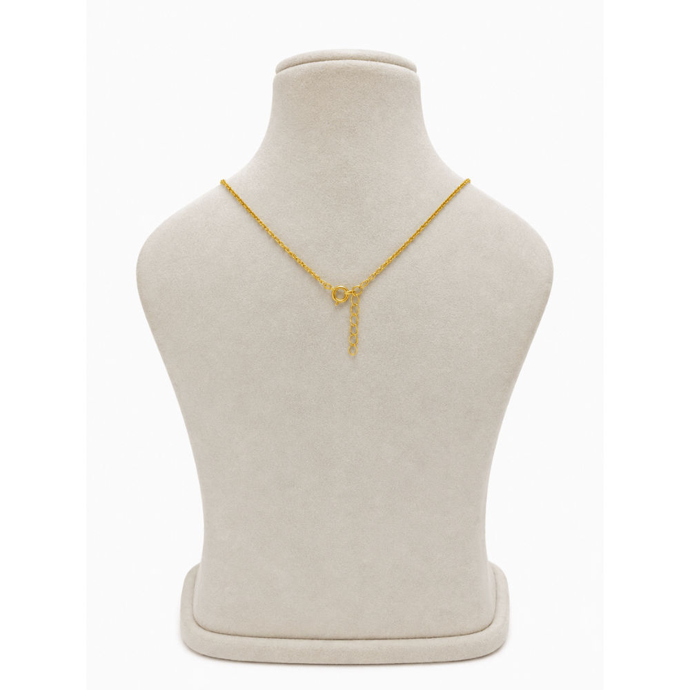 Gold Chain Elegant V-Shape Gold-Tone Necklace With Black Bead Accents And Clear Stones - SGAN10179 close-up view