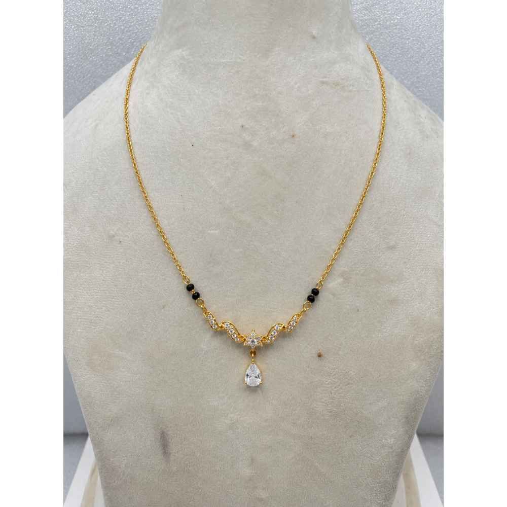 Gold Chain Gold-Tone Necklace With Black Bead Accents And Teardrop Pendant - SGAN10194