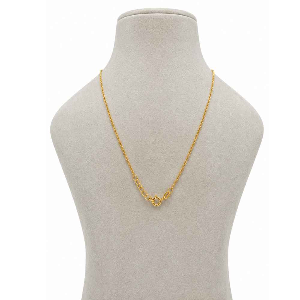 Silver Elegant Gold-Tone Chain Necklace With Black Bead And Stone-Set Pendant - SGAN10188 close-up view