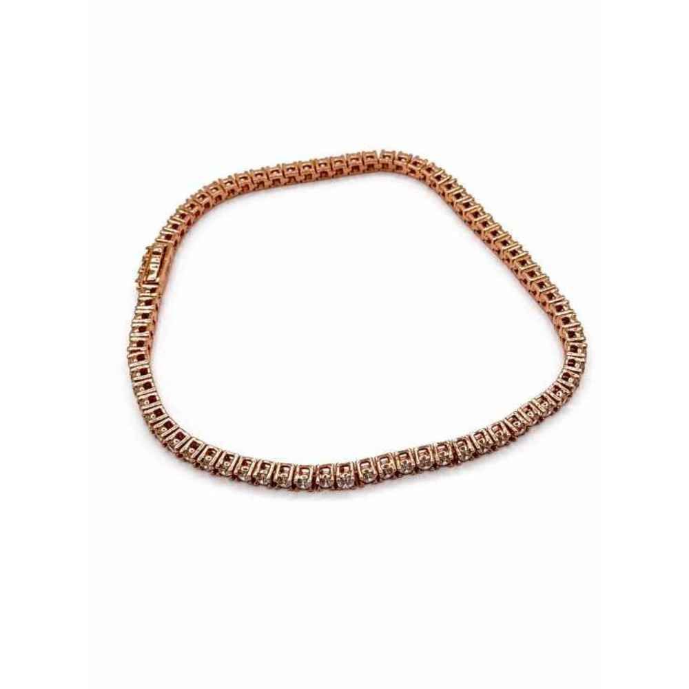 Silver Rose-Gold Tone Stone-Set Link Bracelet - ABR62307 side view