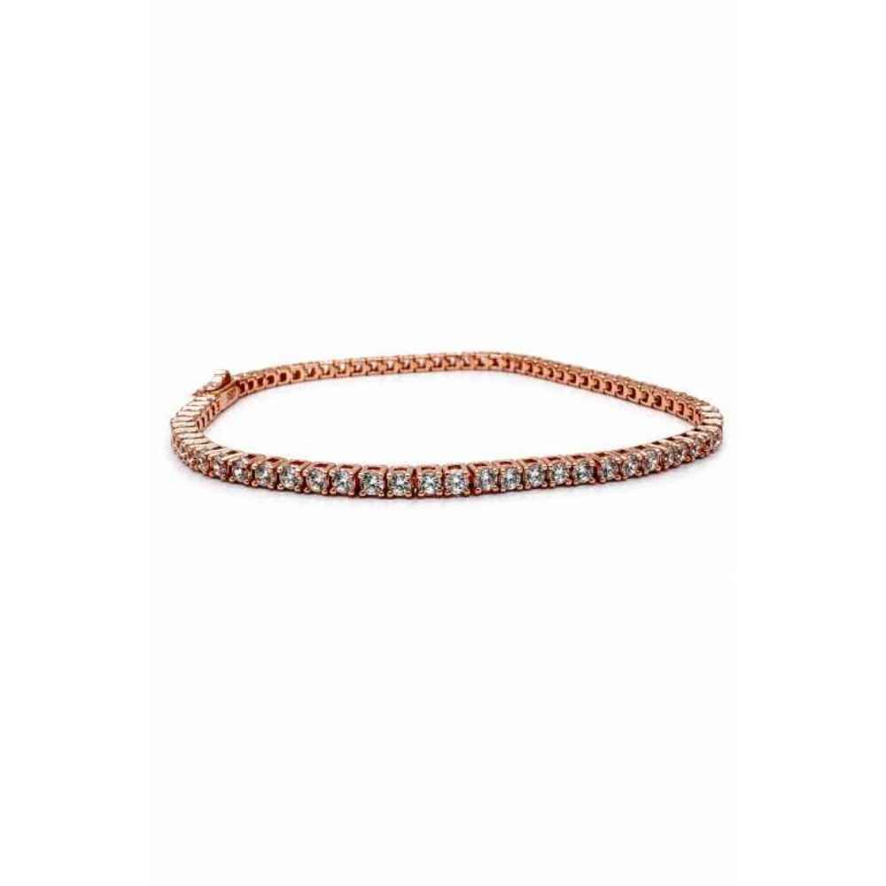 Silver Rose-Gold Tone Stone-Set Link Bracelet - ABR62307 front view