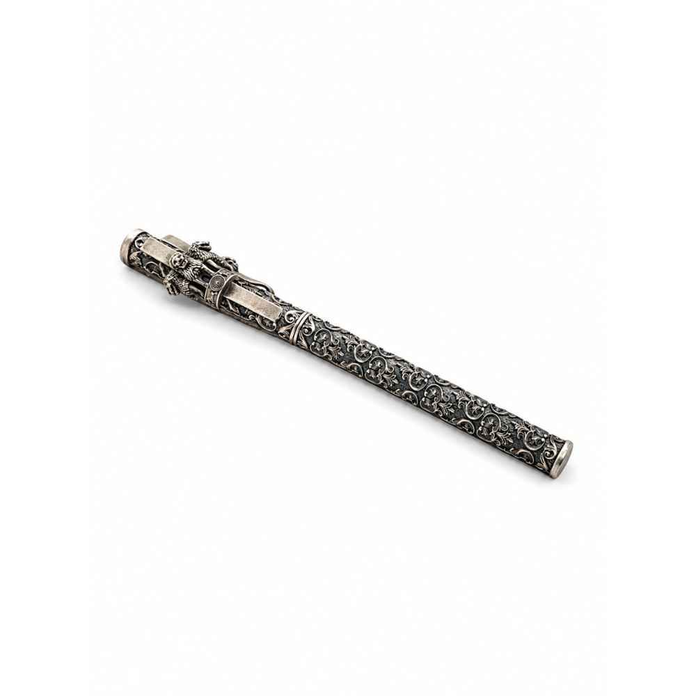 Silver Ornate Floral Engraved Silver-Tone Pen - SAC60283 side view