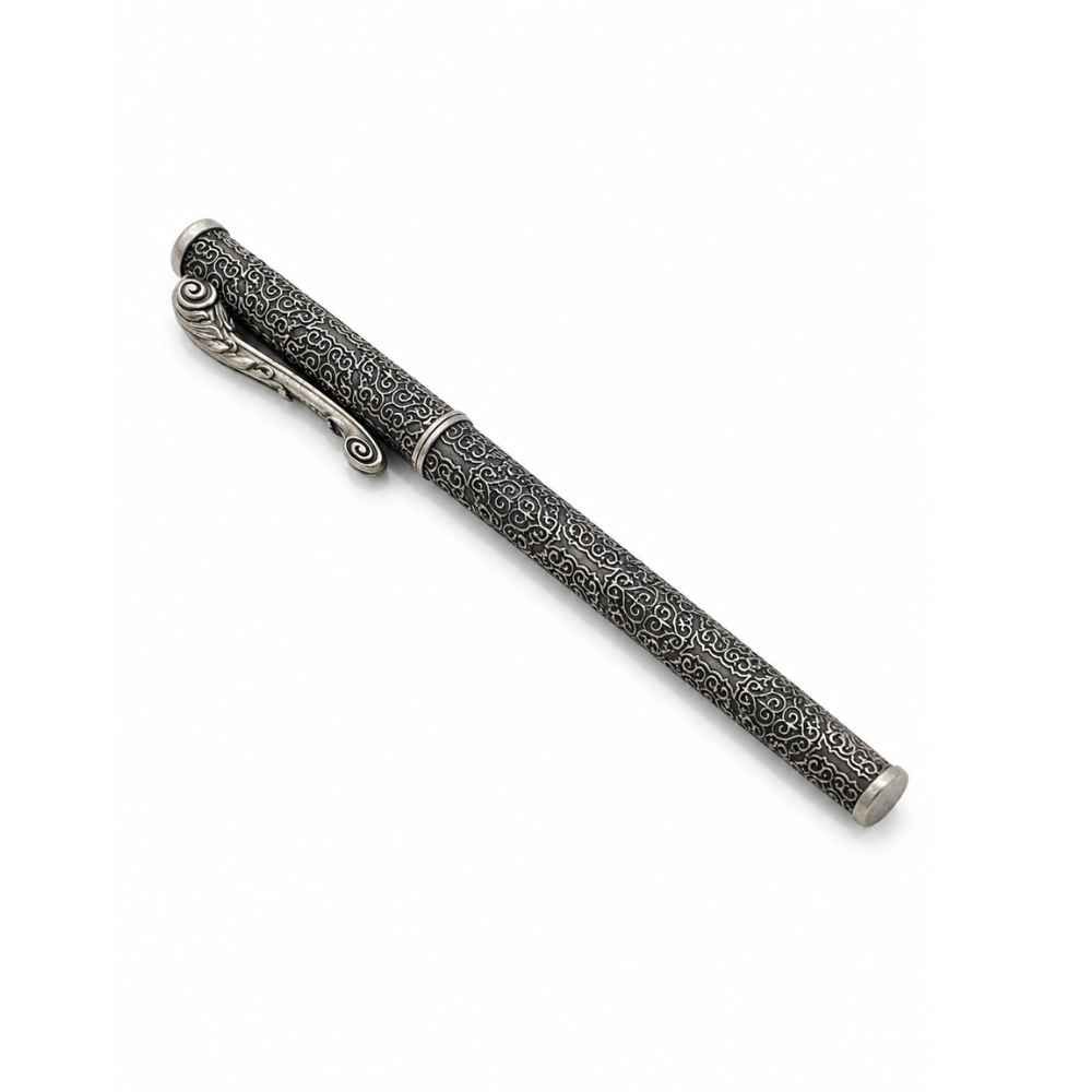 Silver Ornate Engraved Silver-Tone Pen - SAC60291 front view