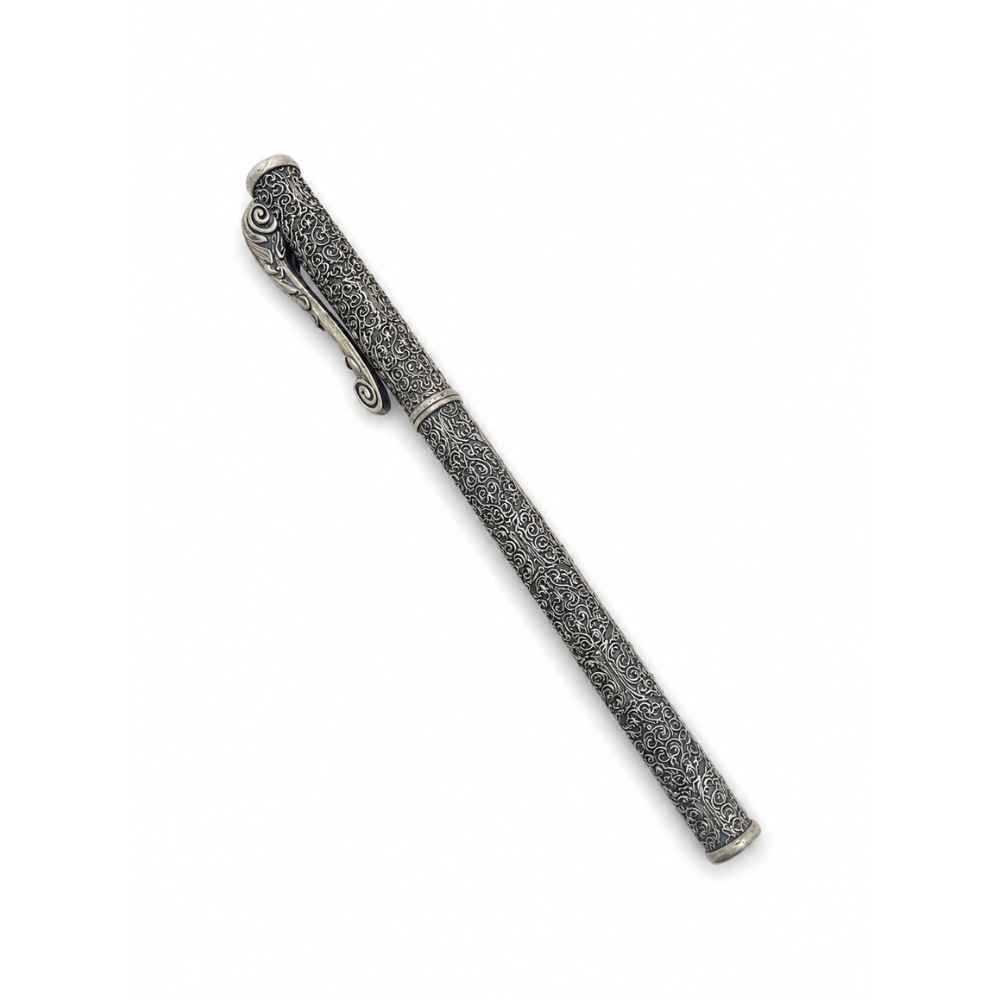 Silver Ornate Engraved Silver-Tone Pen - SAC60291 detail view