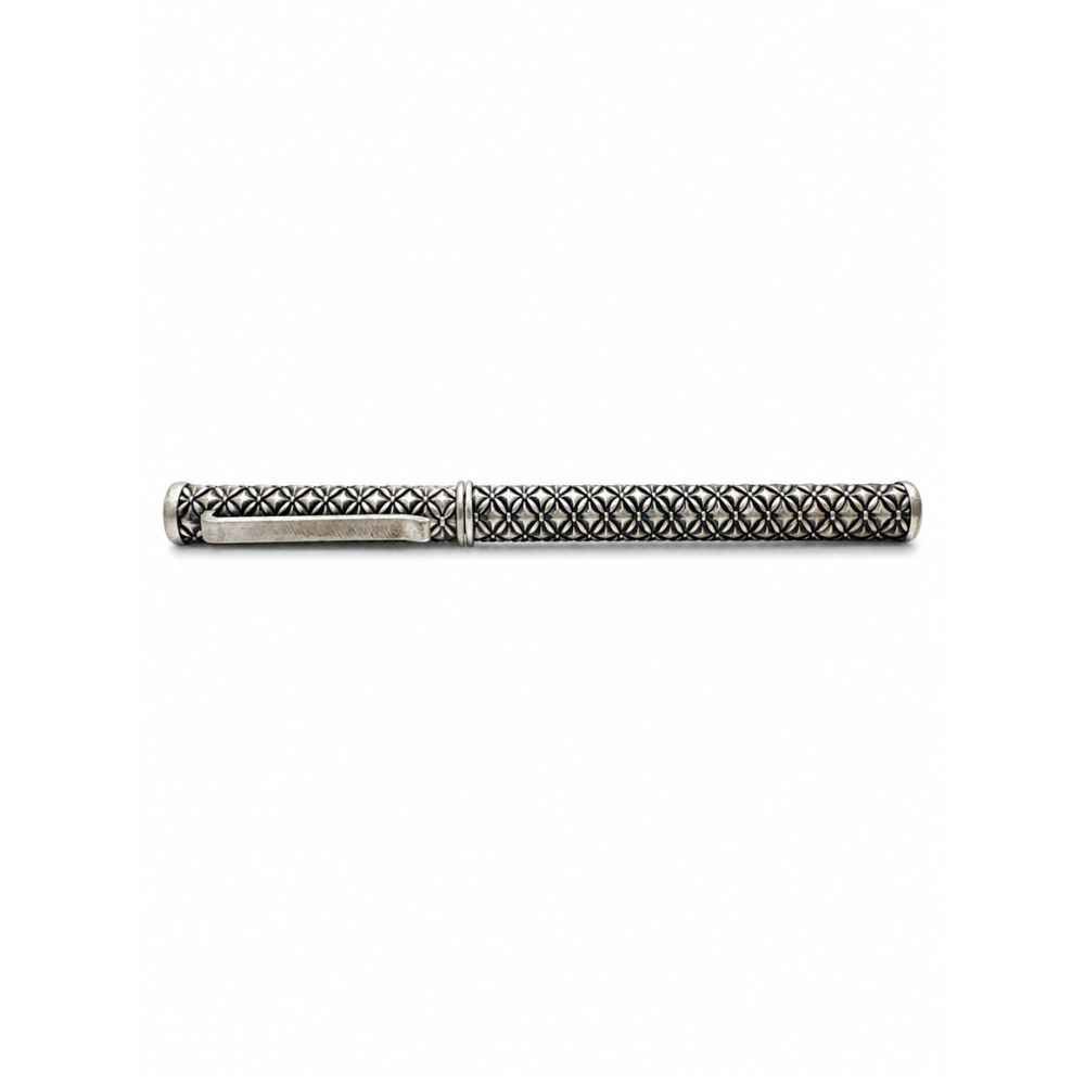 Silver Ornate Silver-Tone Engraved Luxury Pen With Geometric Pattern - SAC60290 close-up view