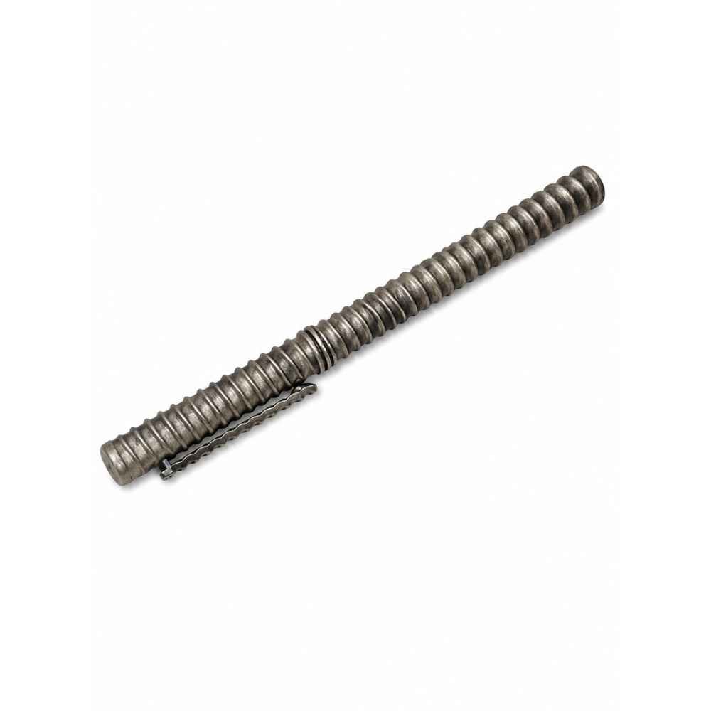 Silver Premium Ribbed Pattern Metal Pen With Clip - SAC60286 front view