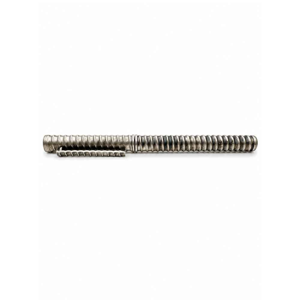 Silver Premium Ribbed Pattern Metal Pen With Clip - SAC60286 close-up view