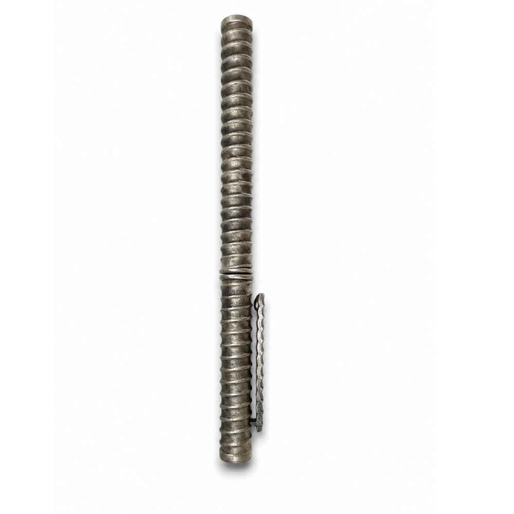 Silver Premium Ribbed Pattern Metal Pen With Clip - SAC60286 detail view
