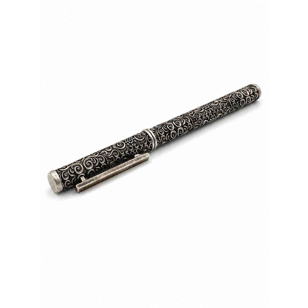Silver Ornate Scrollwork Decorative Metal Pen - SAC60284 detail view