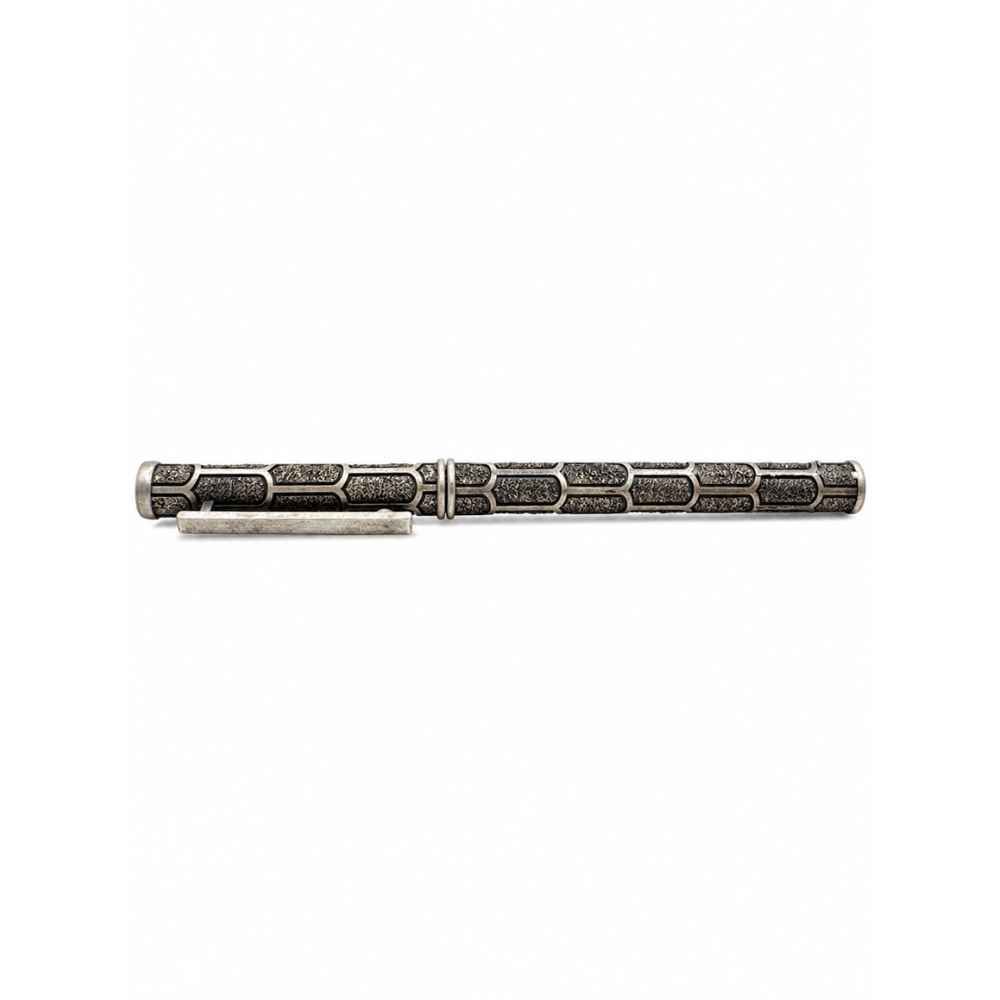 Silver Ornate Engraved Metal Pen With Antique Finish - SAC60287 side view