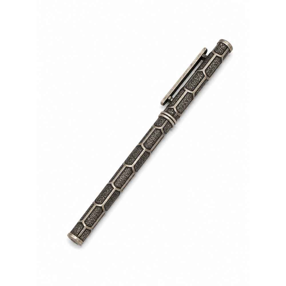 Silver Ornate Engraved Metal Pen With Antique Finish - SAC60287 detail view