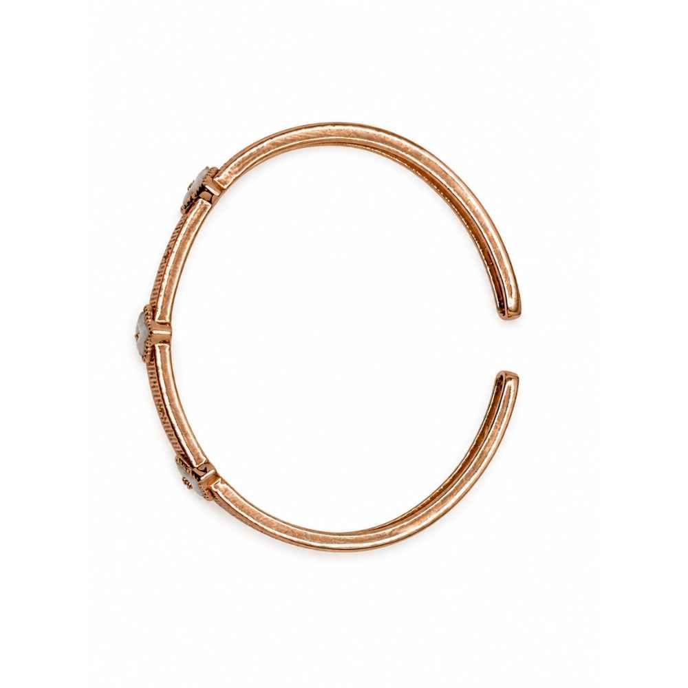 Silver Rose-Gold Tone Geometric Open Cuff Bracelet - ABR62278