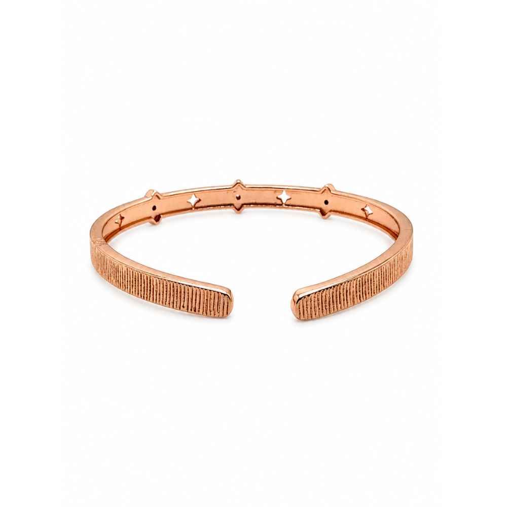 Silver Rose-Gold Tone Geometric Open Cuff Bracelet - ABR62278 side view