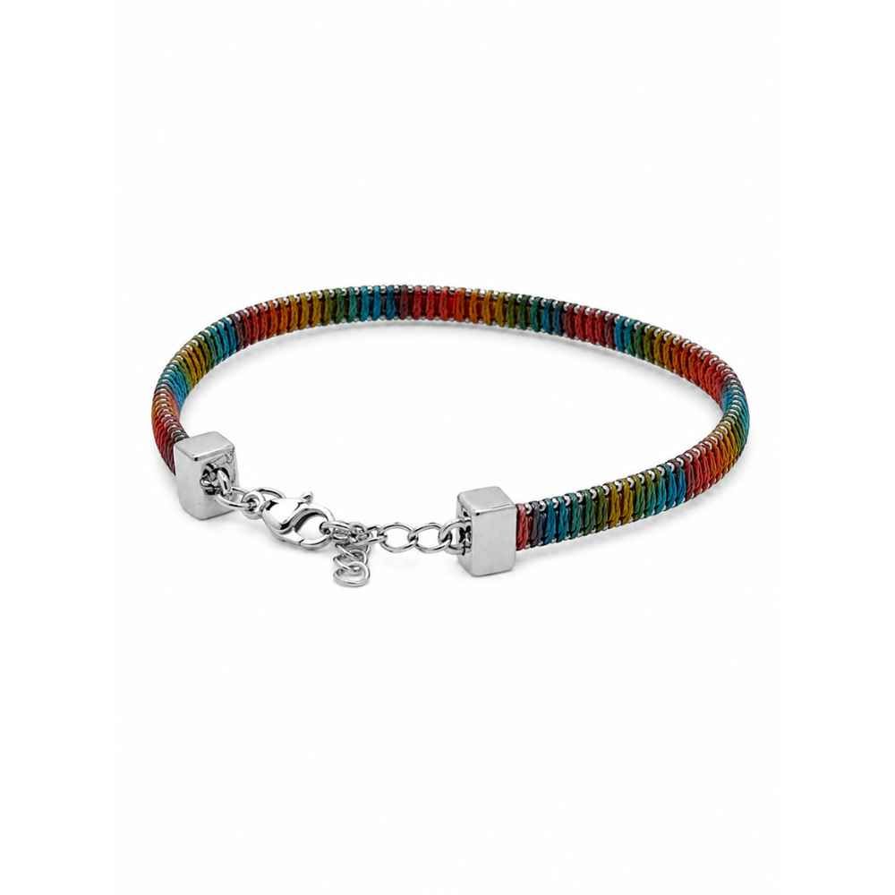 Silver Multicolour Coiled Design Bracelet With Silver-Tone Clasp - ABR61805
