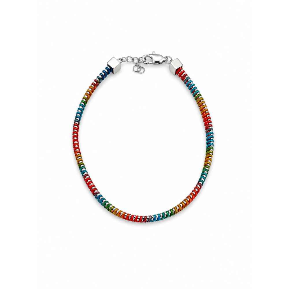 Silver Multicolour Coiled Design Bracelet With Silver-Tone Clasp - ABR61805 detail view