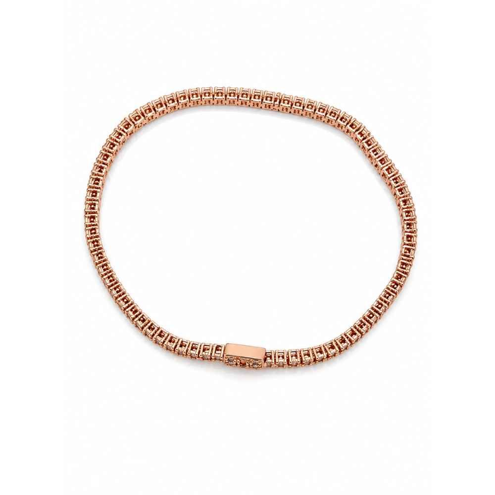 Silver Rose-Tone Geometric Link Bracelet - ABR62306 close-up view