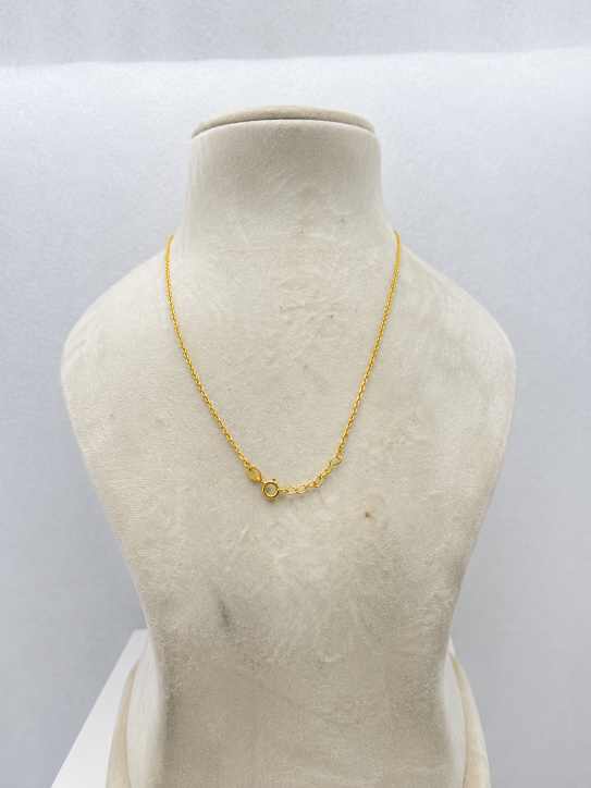 Gold Chain Gold-Tone Circular Pendant Necklace With Black Bead Accents - SGAN10180 side view