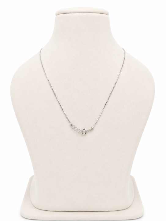 Silver Chain Elegant Silver-Tone Pearl-Detail Mala With Floral Centre Design - MAL10137 side view
