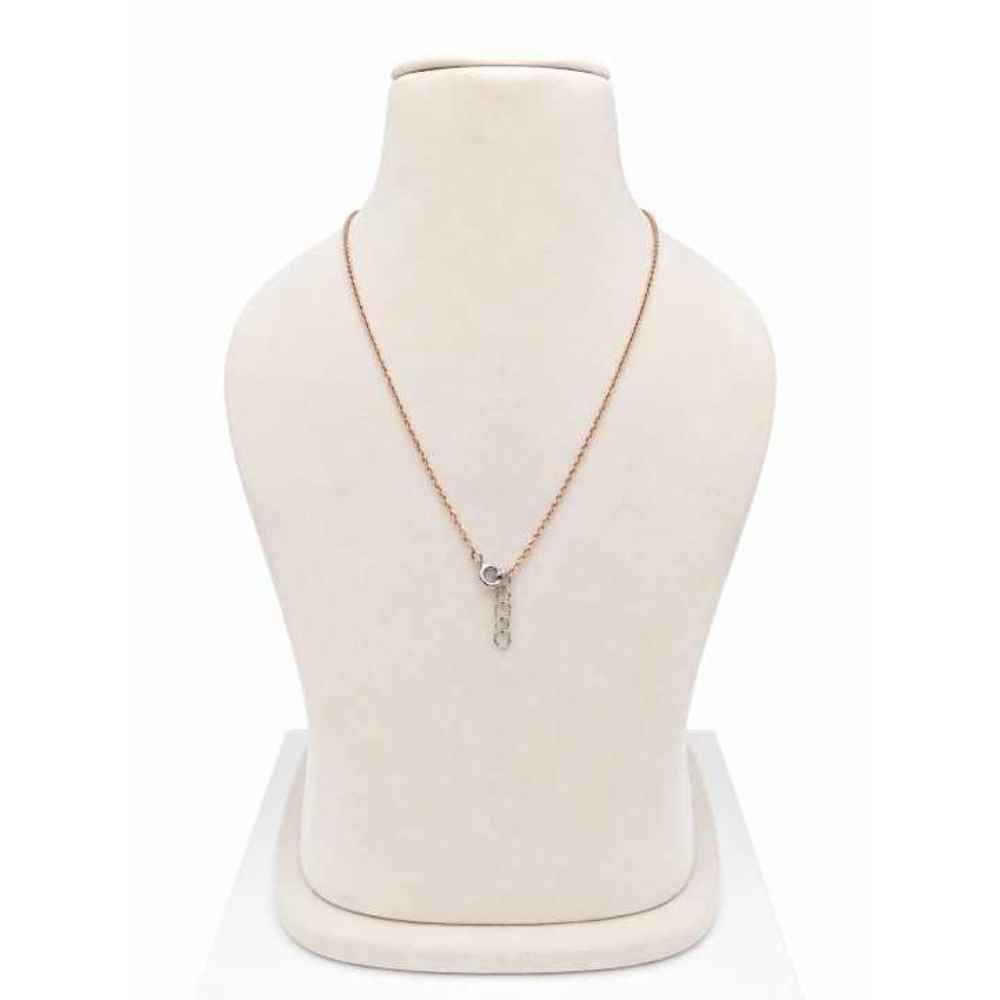 Silver Chain Minimal Rose Gold Tone Mala With Silver-Tone Spherical Bead - MAL10127 side view