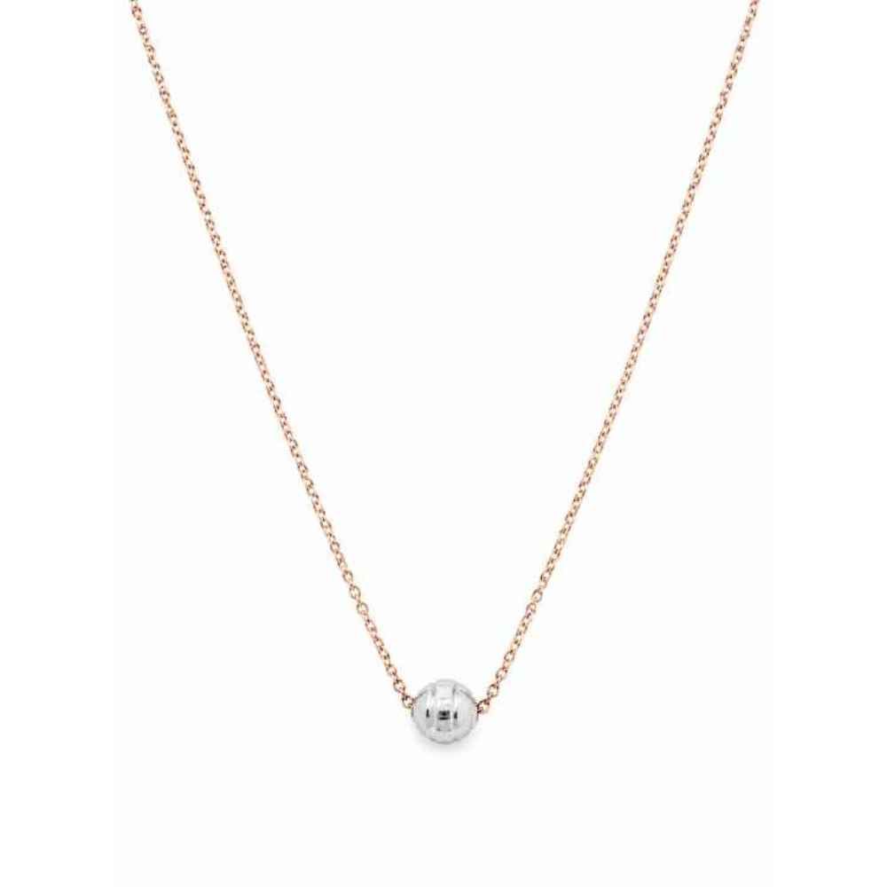 Silver Chain Minimal Rose Gold Tone Mala With Silver-Tone Spherical Bead - MAL10127 front view