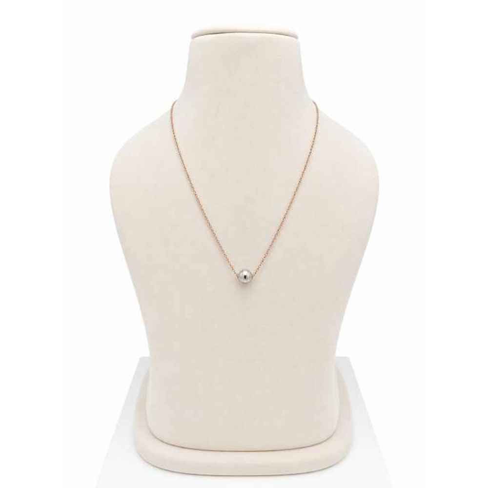 Silver Chain Minimal Rose Gold Tone Mala With Silver-Tone Spherical Bead - MAL10127 detail view