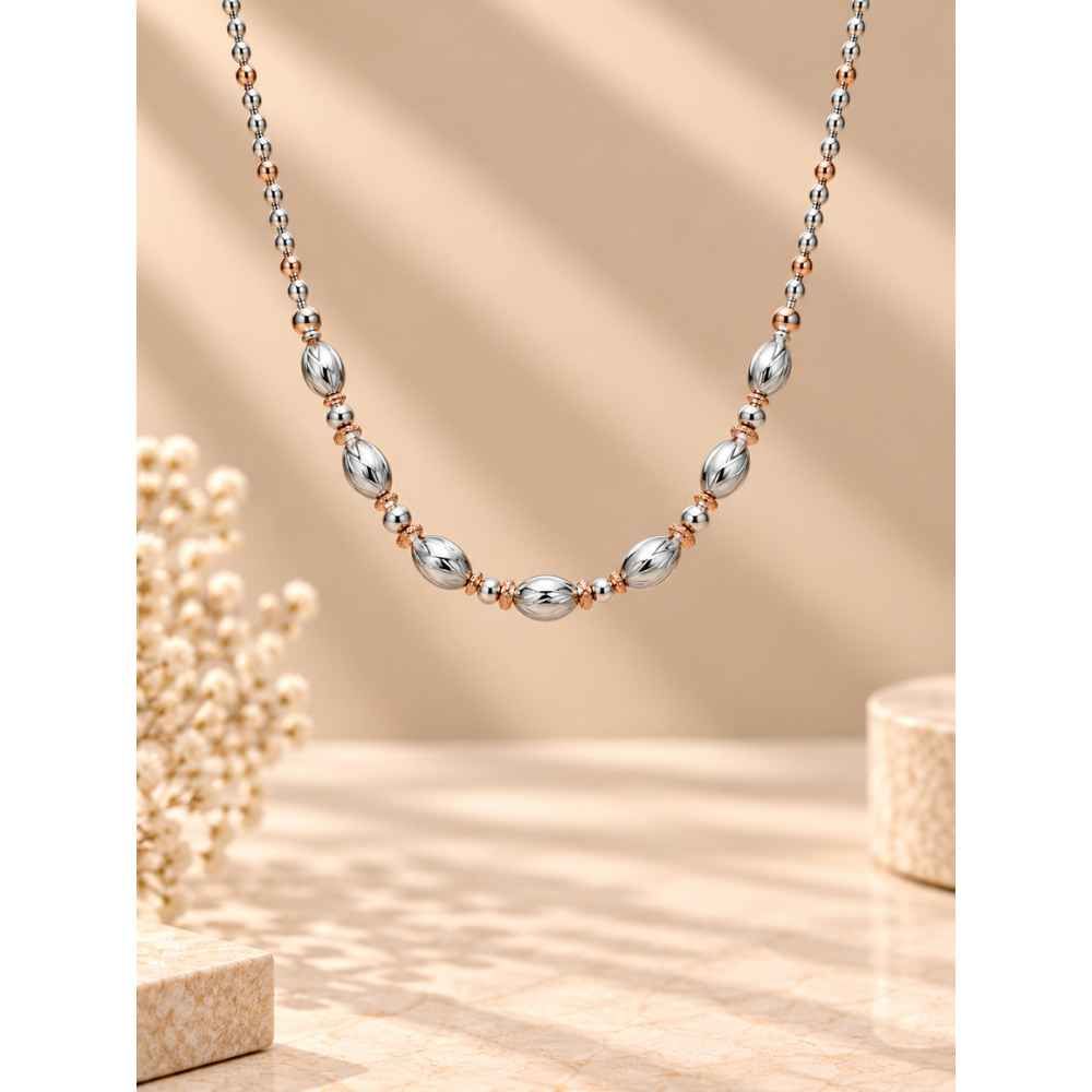 Silver Chain Elegant Two-Tone Beaded Mala - MAL10130 side view