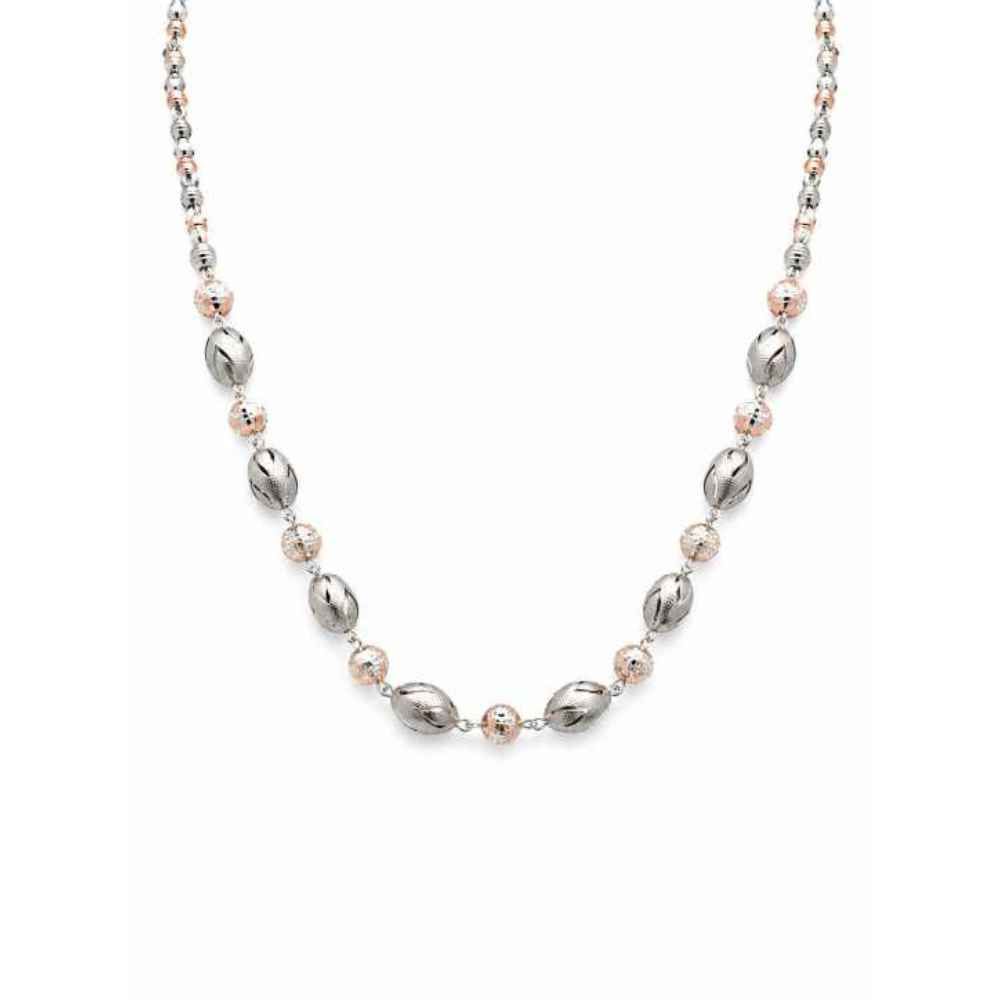 Silver Chain Elegant Two-Tone Beaded Mala - MAL10130 front view