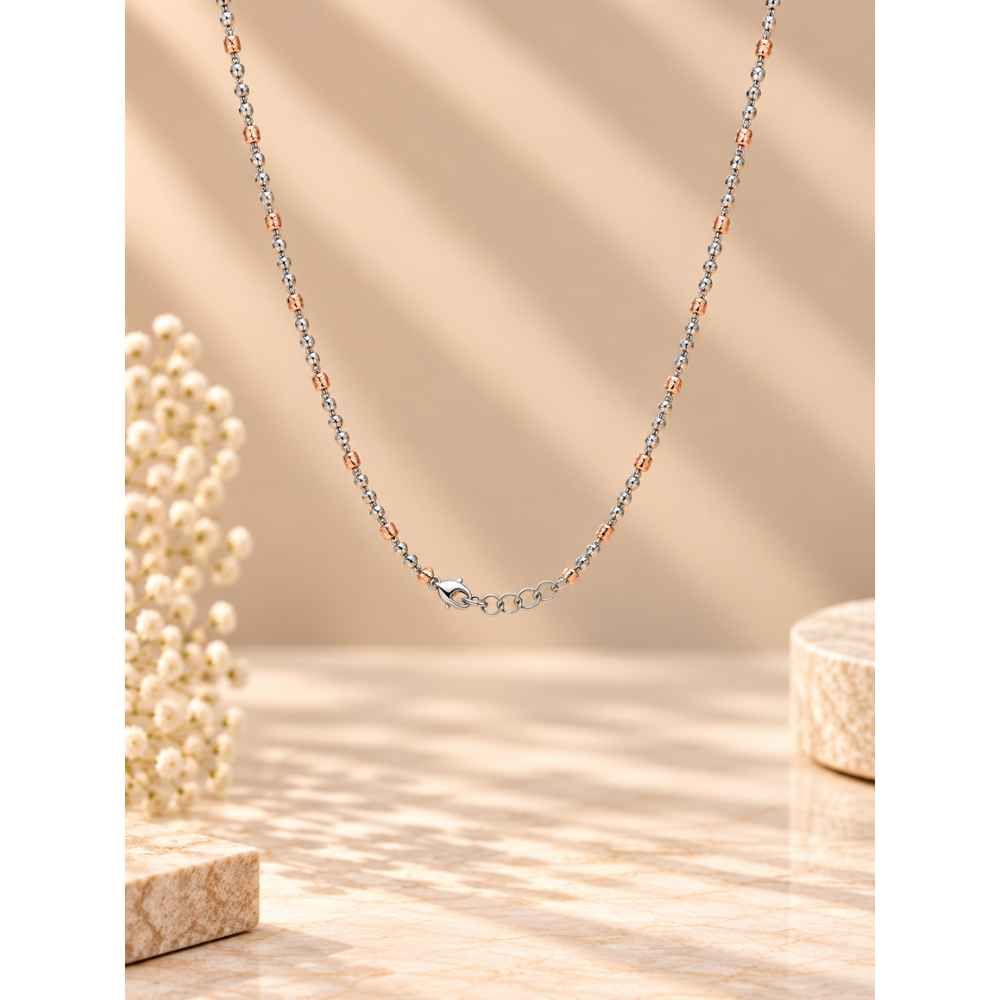 Silver Chain Elegant Two-Tone Beaded Mala - MAL10130 detail view