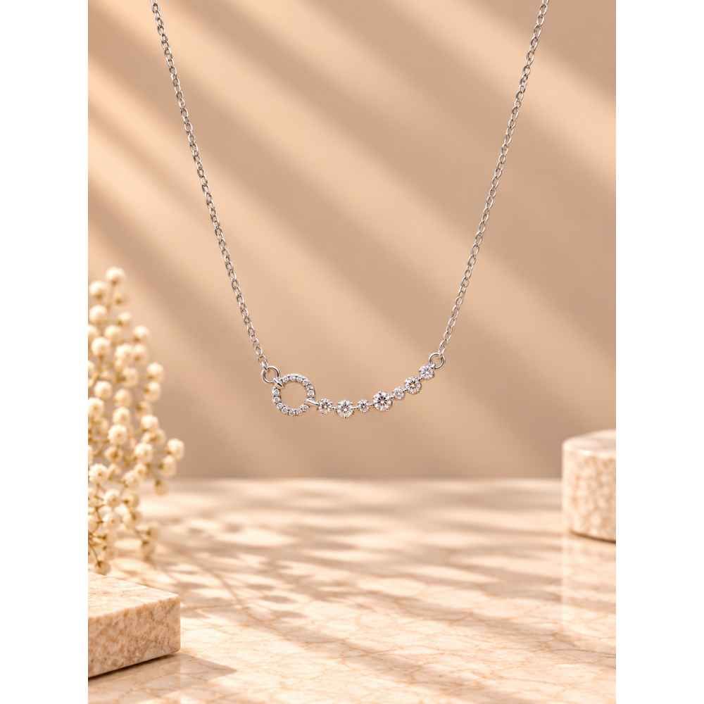 Silver Silver-Toned Delicate Chain Mala Necklace With Extension Chain - MAL10135 side view