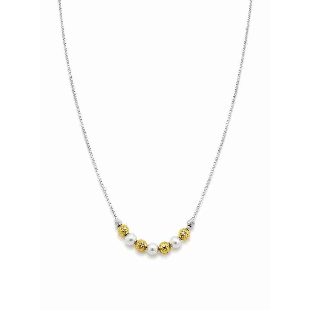 Silver Silver-Toned Delicate Chain Mala Necklace With Extension Chain - MAL10135 front view