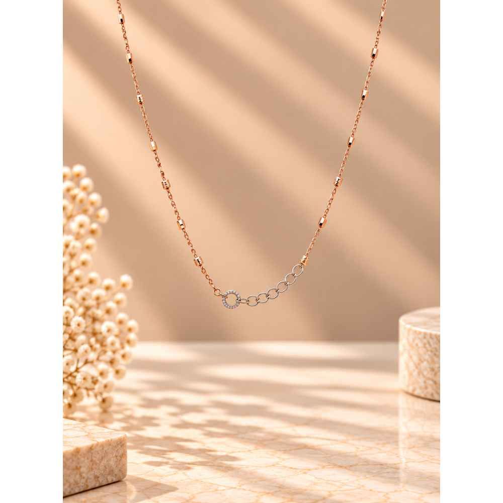 Silver Chain Elegant Rose Gold-Tone Bar Link Mala - MAL10141 side view