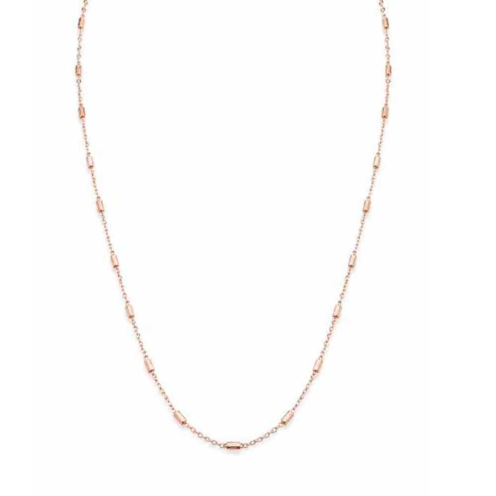 Silver Chain Elegant Rose Gold-Tone Bar Link Mala - MAL10141 front view