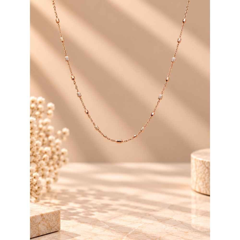Silver Chain Elegant Rose Gold-Tone Bar Link Mala - MAL10141 detail view