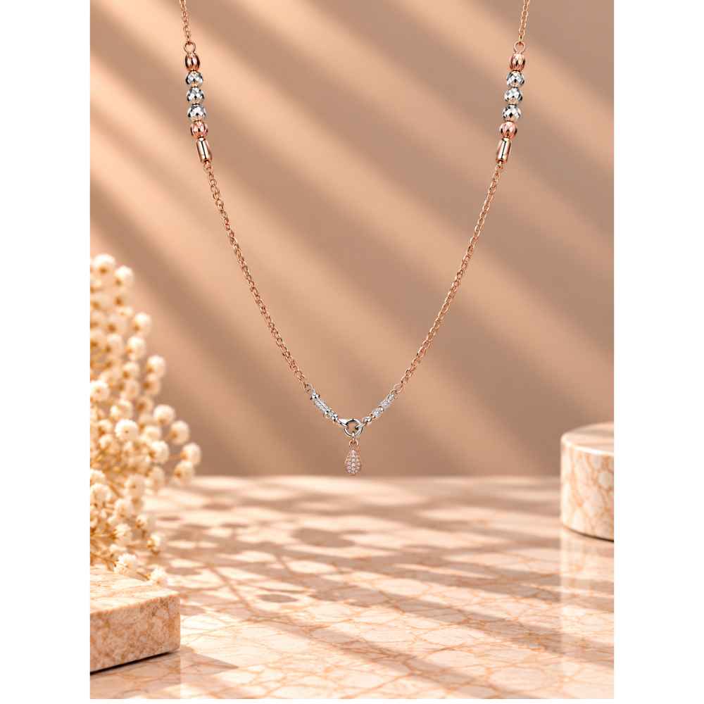 Silver Chain Two-Tone Multi-Strand Beaded Mala With Blue Accents - MAL10140 side view