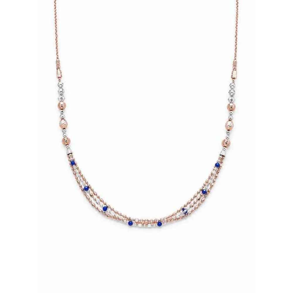 Silver Chain Two-Tone Multi-Strand Beaded Mala With Blue Accents - MAL10140 front view