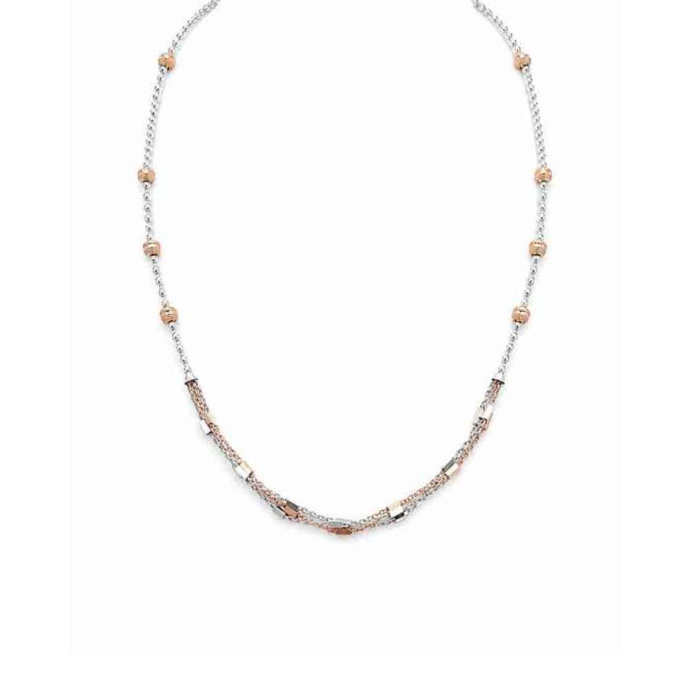 Silver Elegant Mixed-Tone Beaded Mala With Layered Chain Detail - MAL10146 front view