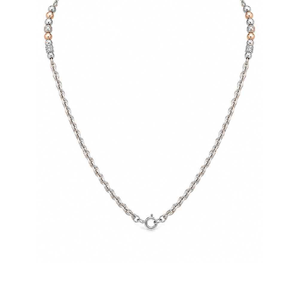 Silver Chain Elegant Two-Tone Beaded Mala - MAL10147 close-up view