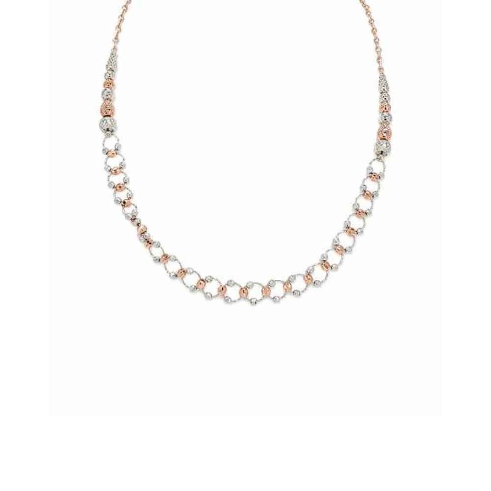 Silver Chain Elegant Two-Tone Beaded Mala - MAL10147 front view