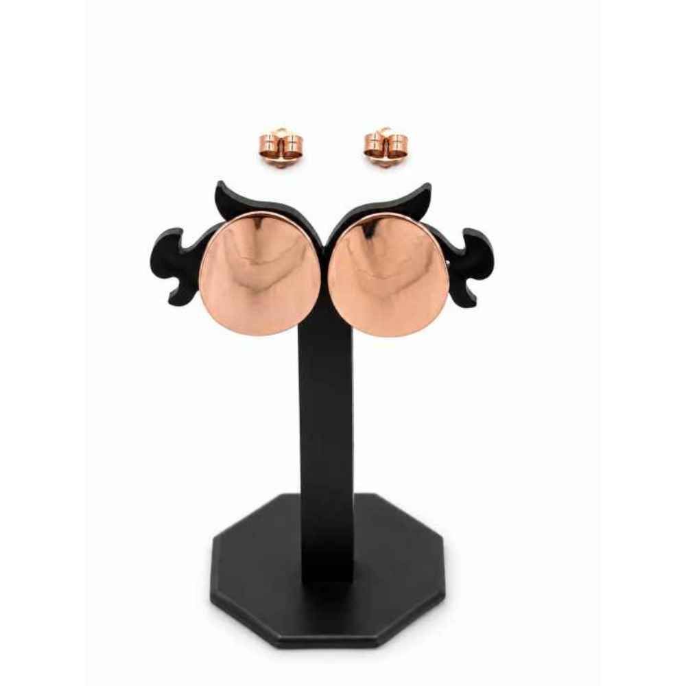 Silver Chain Rose Gold Round Stud Earrings With Polished Finish - SEAR