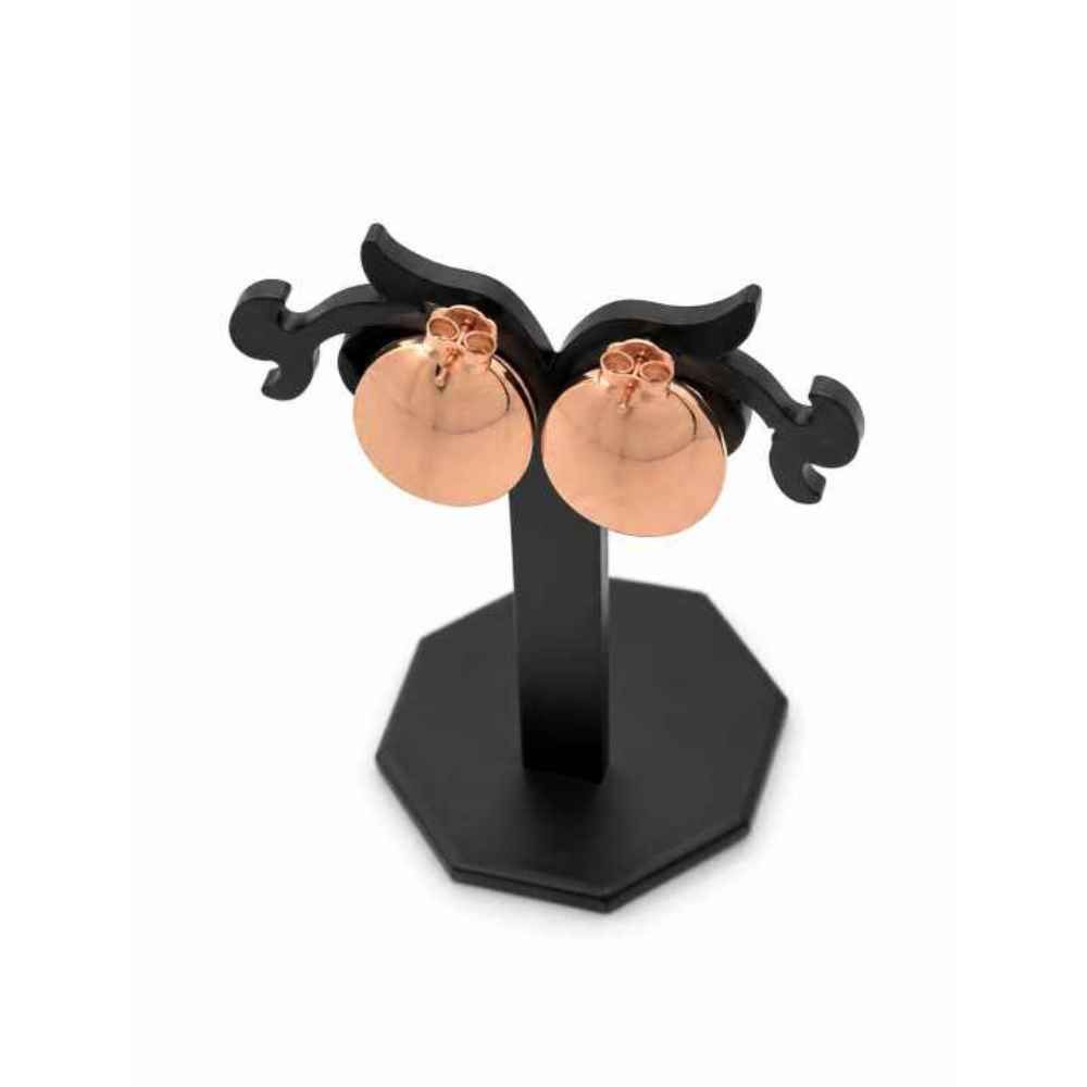 Silver Chain Rose Gold Round Stud Earrings With Polished Finish - SEAR close-up view