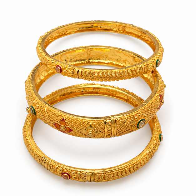Gold Bombay Kalkatti Bangles - CBA11833 detail view