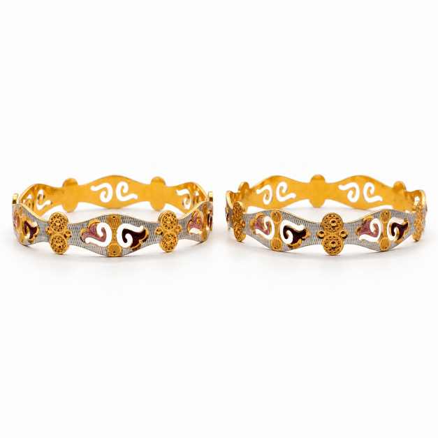Gold Fancy Bangles - CBA11176 detail view