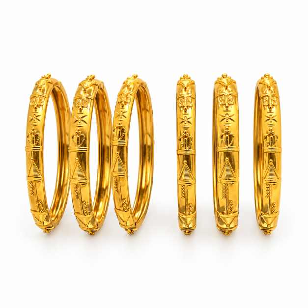 Gold Fancy Bangles - CBA491 detail view