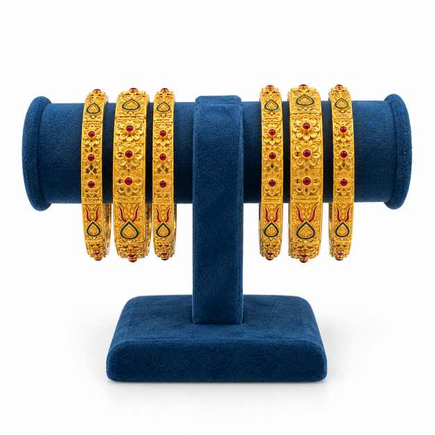 Gold Bombay Kalkatti Bangles - CBA11147 detail view