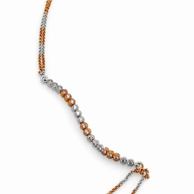 Silver Two-Tone Multi-Strand Chain Bracelet With Geometric Detailing - CBR60033 side view