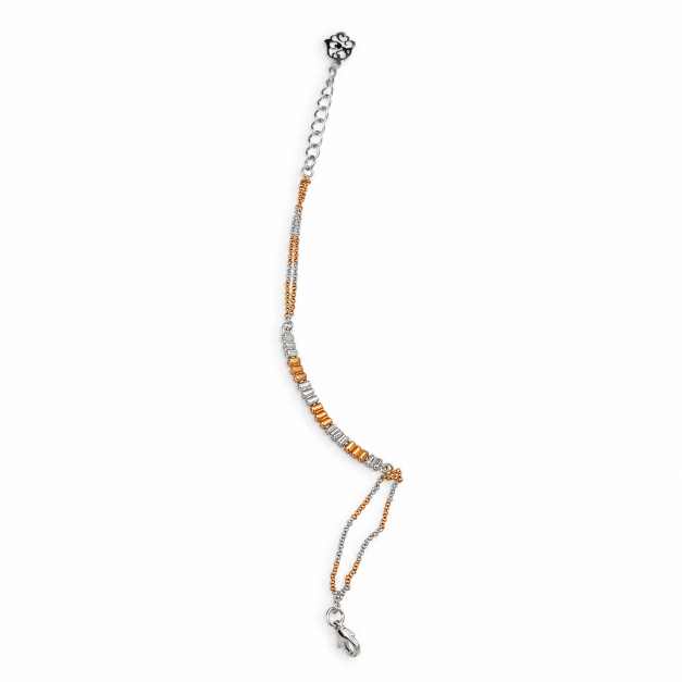 Silver Two-Tone Multi-Strand Chain Bracelet With Geometric Detailing - CBR60033 detail view