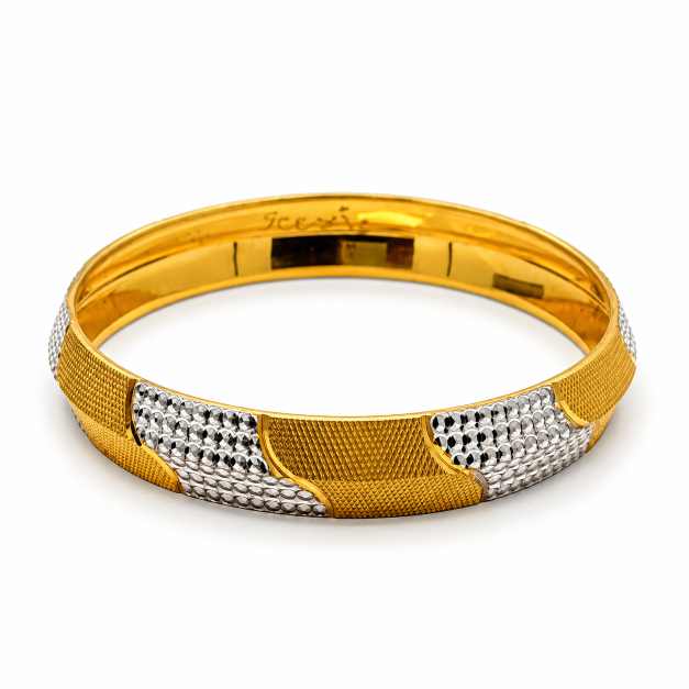 Silver Bangles Two-Tone Textured Copper Bangle - CBR60079 front view