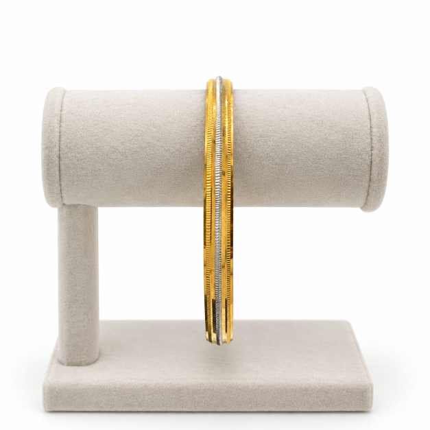 Silver Bangles Two-Tone Linear Textured Copper Bangle - CBR60071 side view