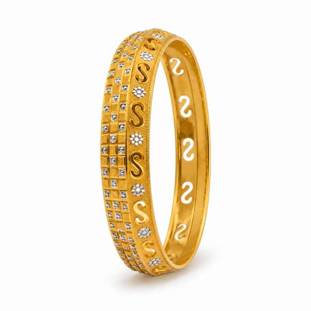 Silver Bangles Copper S-Motif Textured Designer Bracelet - CBR60080
