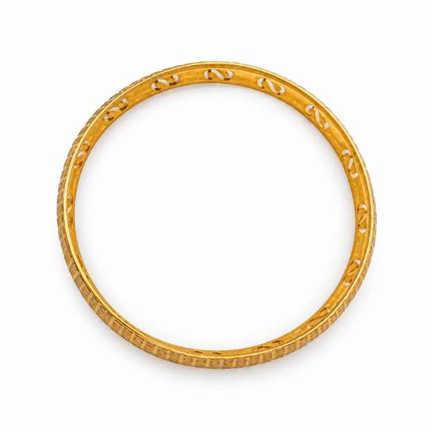 Silver Bangles Copper S-Motif Textured Designer Bracelet - CBR60080 front view